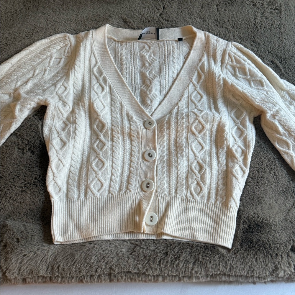 The Kooples Cream Cable Knit Cardigan Sweater